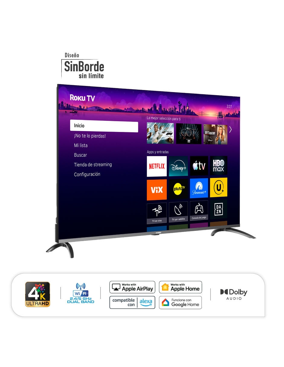 QLED de 60 pulgadas 4K/UHD HYLED6007QR con Roku TV con AI Transparente 8