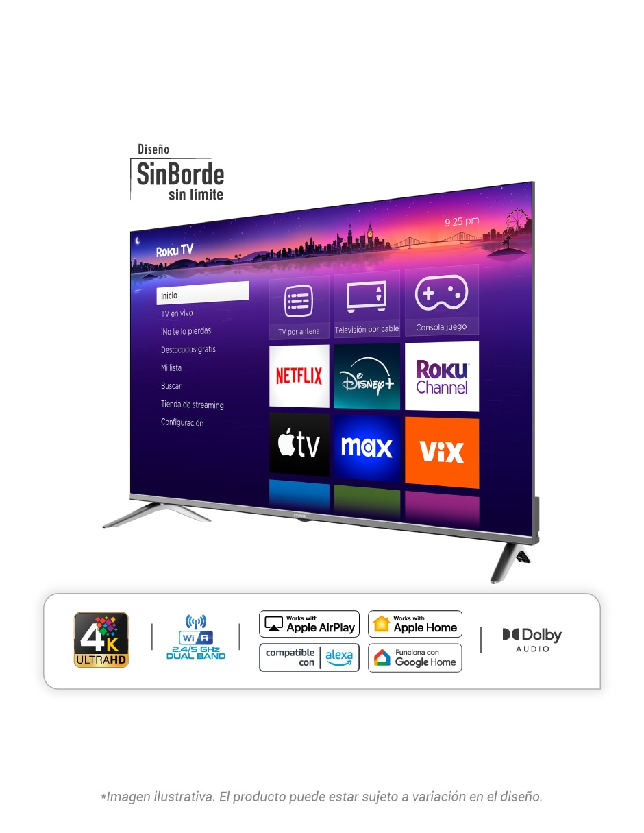 Pantalla Hyundai smart tv Led de 50 pulgadas 4K/UHD HYLED5026QR con Roku Tv
