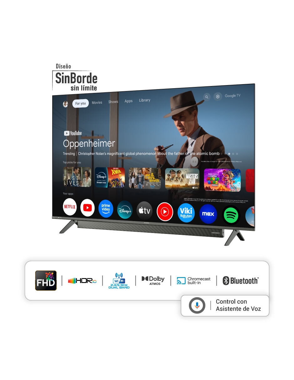 Pantalla Smart TV Hyundai LED de 50 pulgadas Full HD HYLED5028FG con Google TV