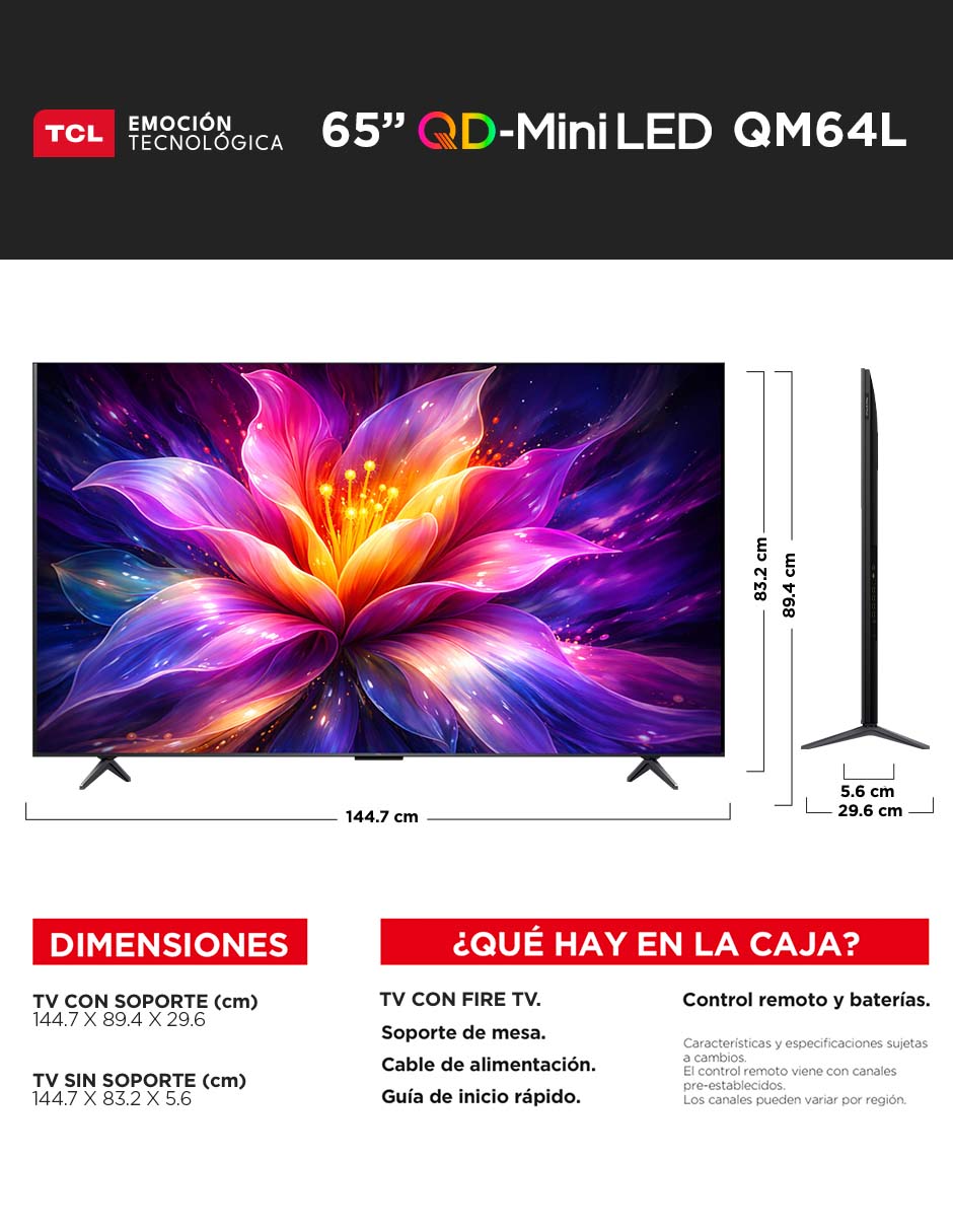 PANTALLA QD- mini LED de 4K/UHD 65QM64L con Fire OS No aplica con No aplica 14