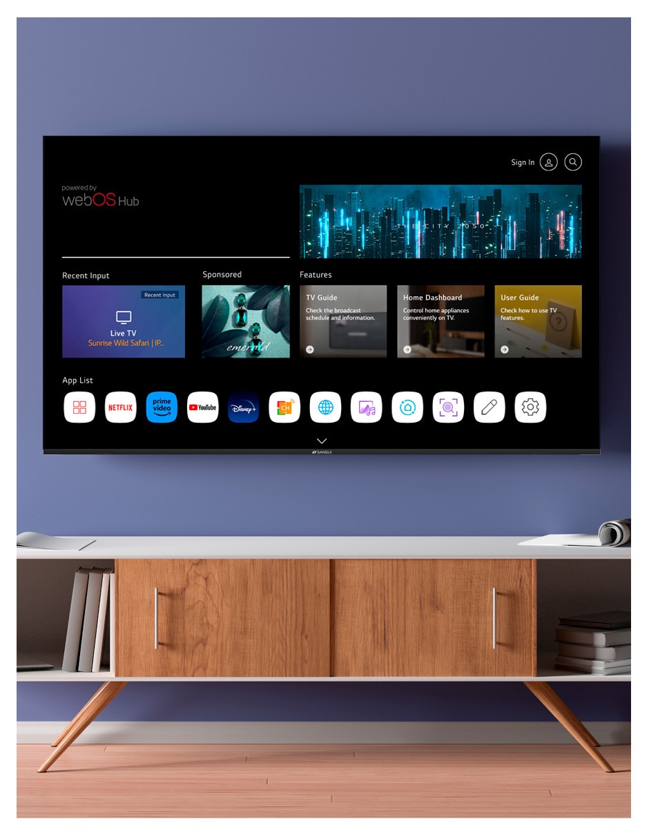 Pantalla Sansui LED de 65 pulgadas 4K/UHD SMX65KAUW con WebOS