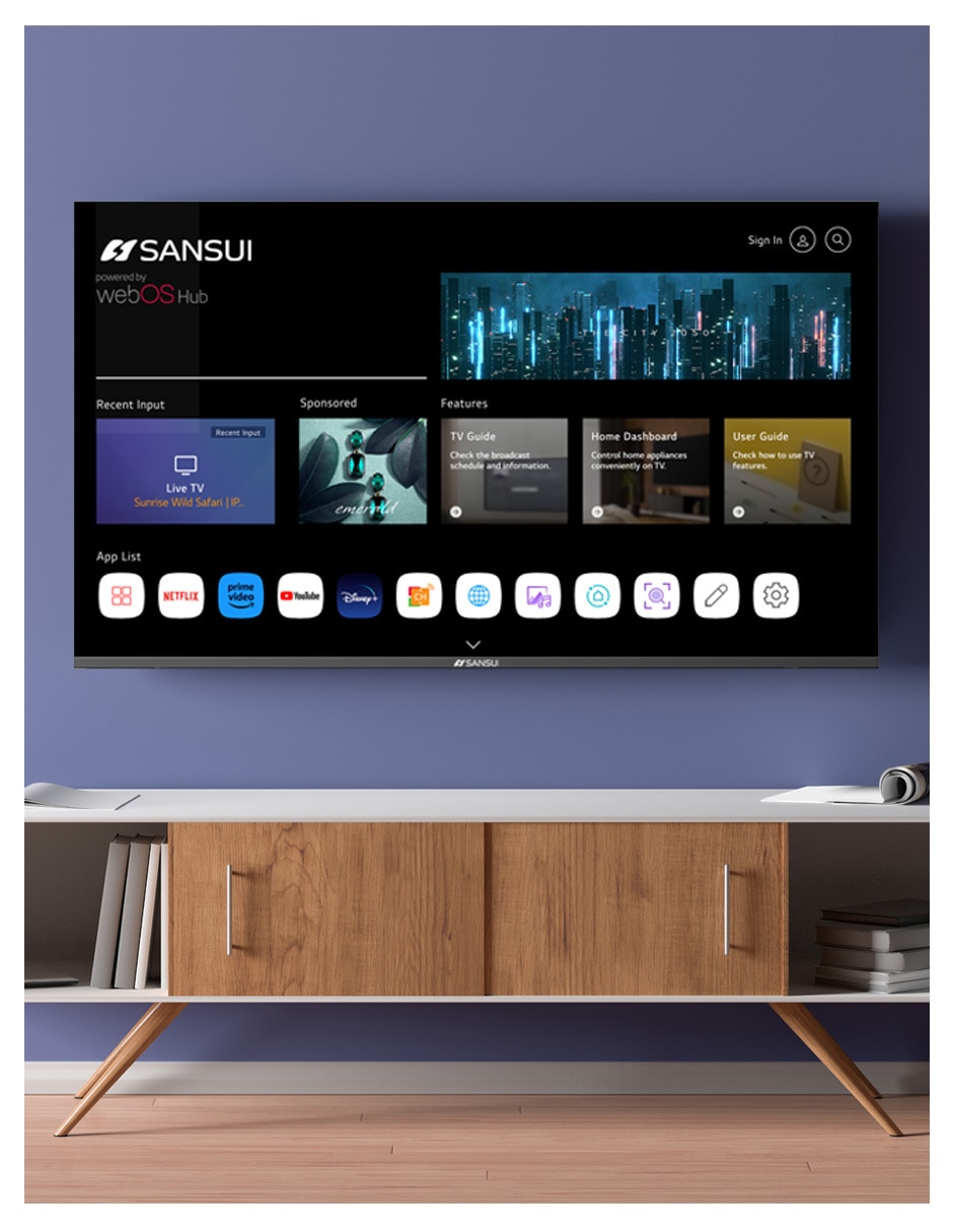 Pantalla Sansui LED de 55 pulgadas 4K/UHD con WebOS