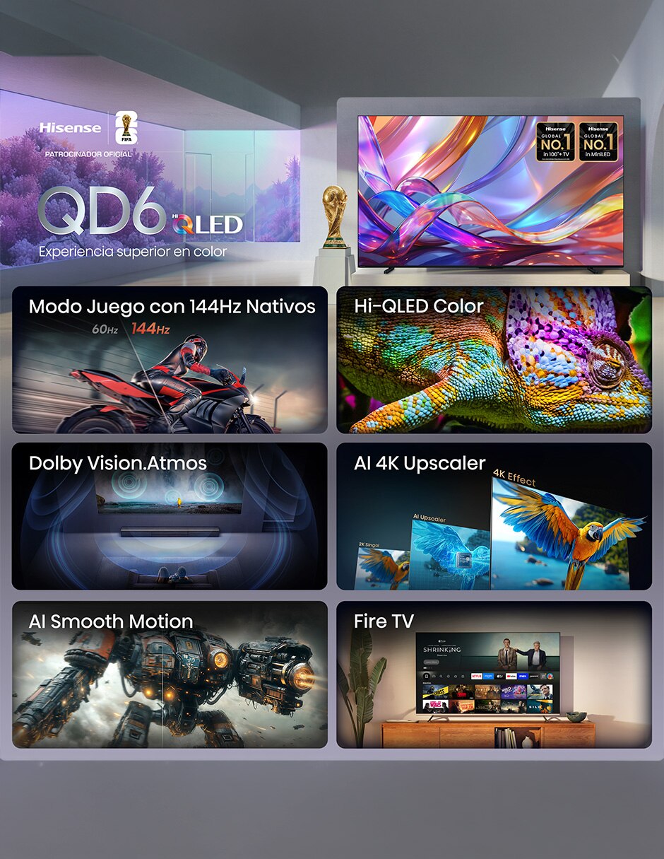 Pantalla QLED de 4K de Hisense100QD6SFM con Fire OS con AI escalado