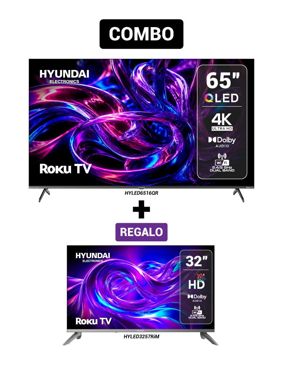 Pantalla qled de 4k/uhd hyled6516qr+hyled3257rim con roku tv Pantalla qled de 4k/uhd hyled6516qr+hyled3257rim con roku tv